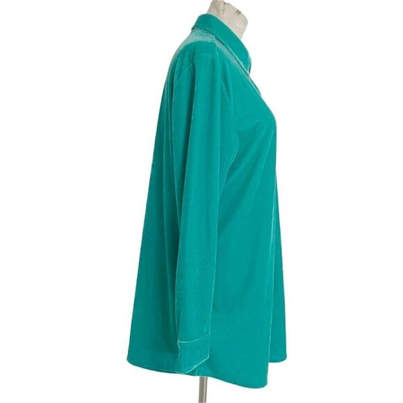 Soft Surroundings Size Medium Velvet Top Blouse Button Down - Picture 3 of 6